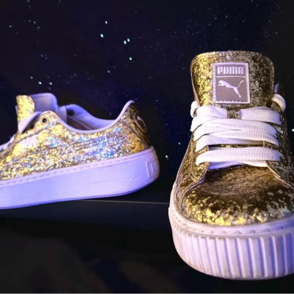 PUMA Gold Glitter Sneakers